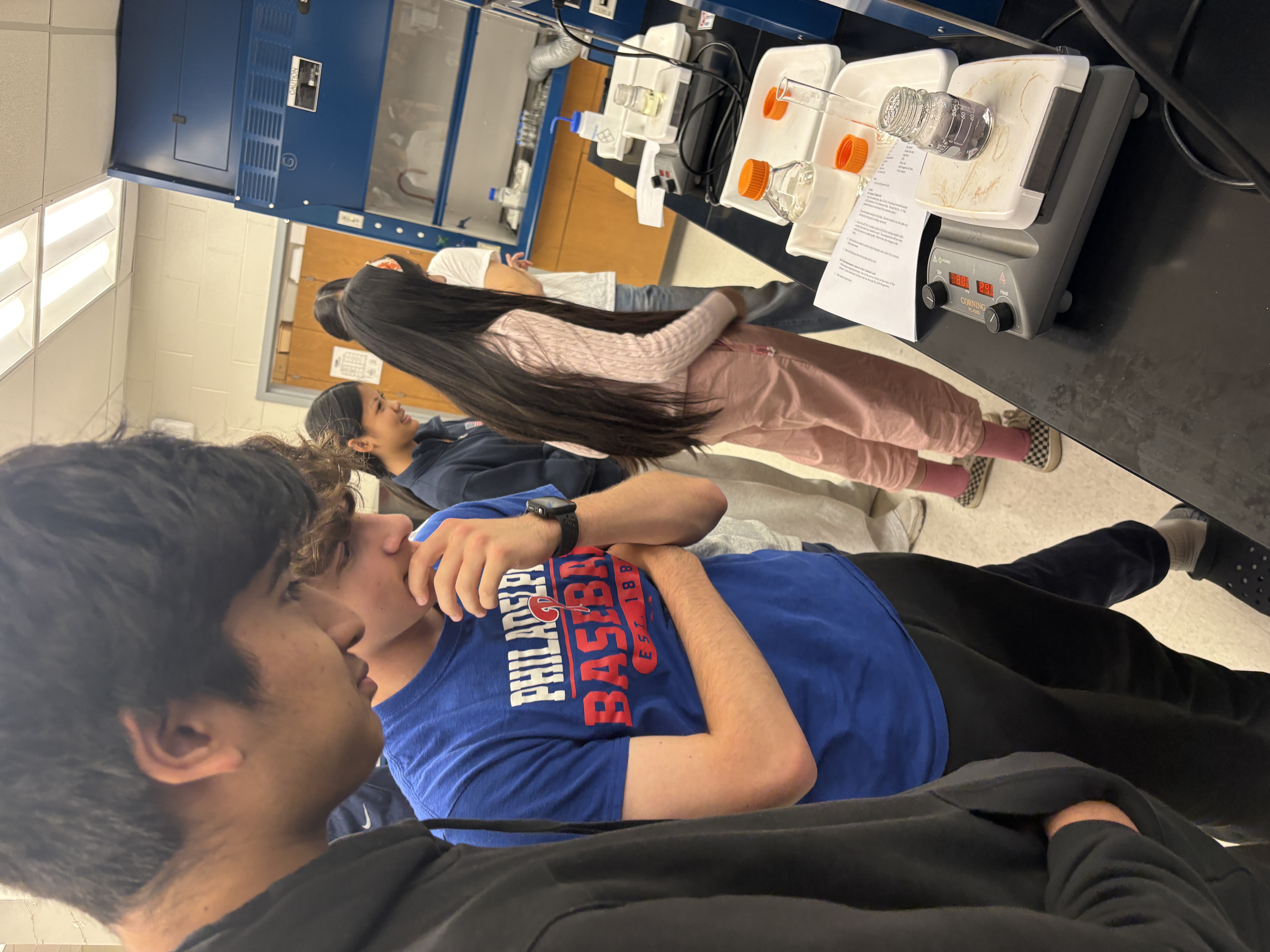 Members discussing a hands-on lab activity